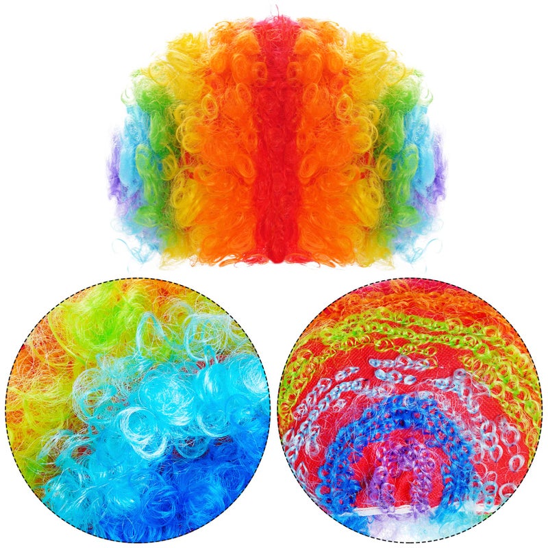 jiebor Clown Wig Costume Accessories Short Colorful Afro Hair Wig for Women Men Adults 70s 80s Halloween Carnivals - Image 3